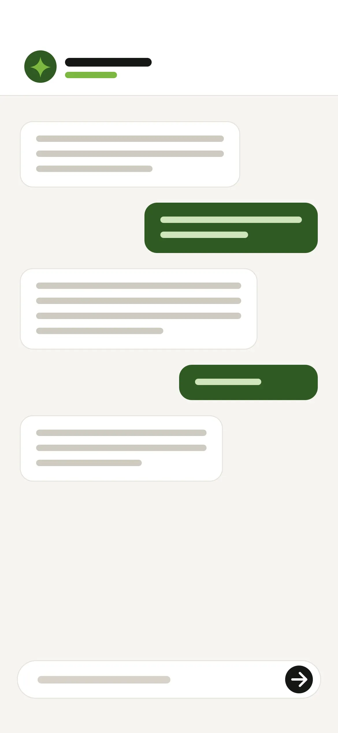Placeholder phone screen of a chat assistant